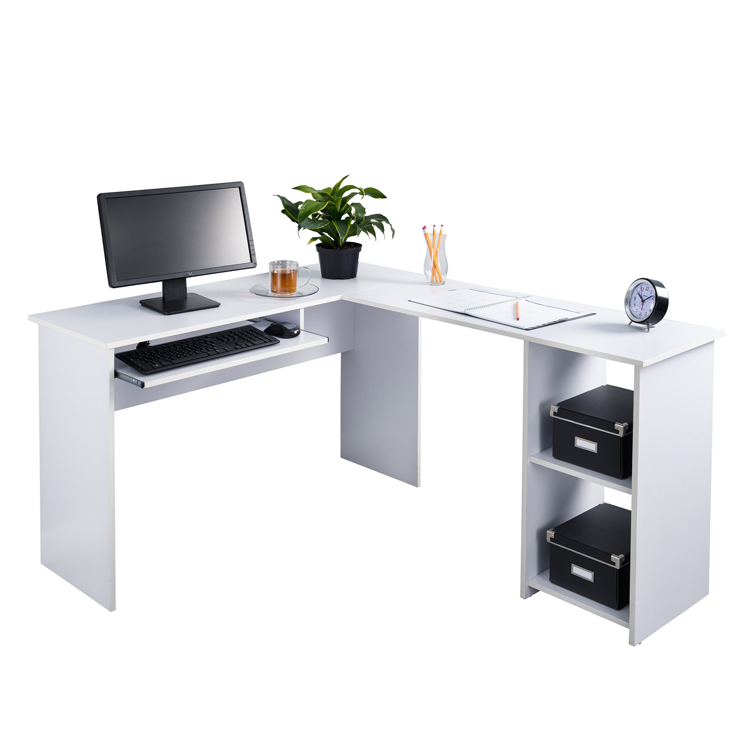 Fineboard Corner Keyboard Tray LShaped Computer Desk & Reviews Wayfair